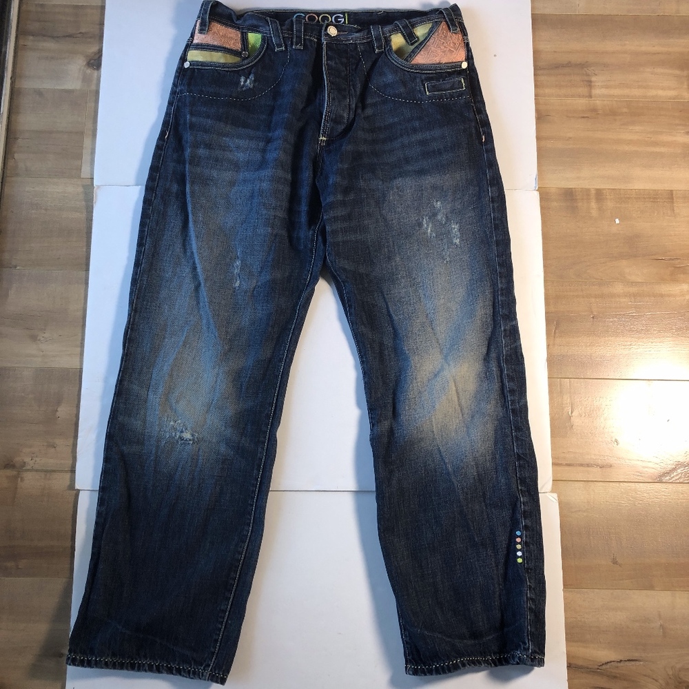Coogi color pocket faded distress jeans W38 L34